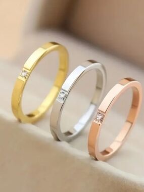 18 KT Gold Over Titanium Trio Band Ring Set